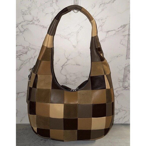 Coach Alter Ego CrescentShoulder Bag CheckerboardCCX57 Brown Tan Coachtopia - Picture 1 of 12